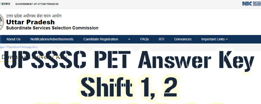 UPSSSC PET Answer Key 2025 Download Shift 1, Shift 2, Result Date upsssc.gov.in