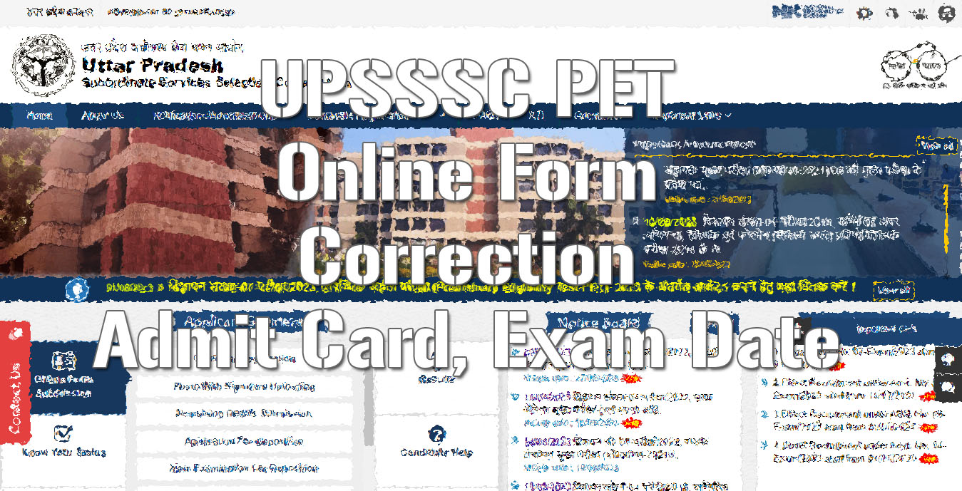 UPSSSC PET Online Form 2024 Correction Last Date Admit Card, Exam Date