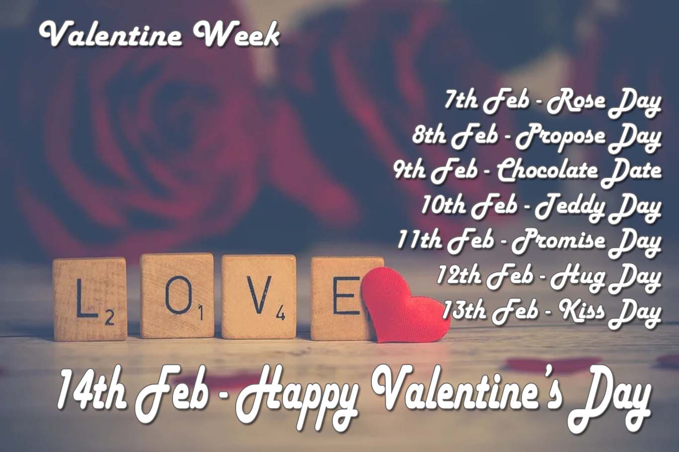 Valentine Week List 2024 with Days Name from 7 Feb 2024 to 21 Feb 2024