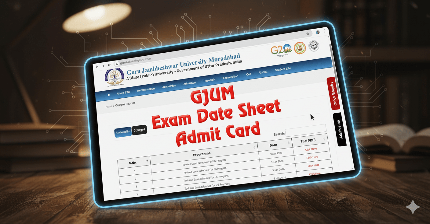 Guru Jambheshwar University Moradabad Admit Card 2026 Download by Name, Exam Date Sheet