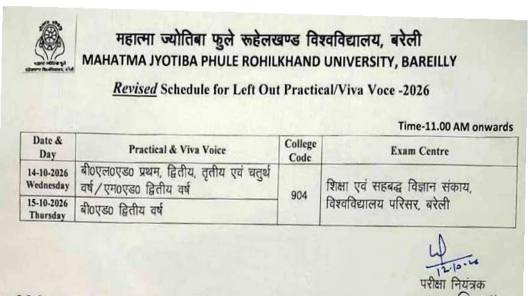 MJPRU Exam Form 2026 Last Date, Odd Semester, Admit Card, Exam Date 3